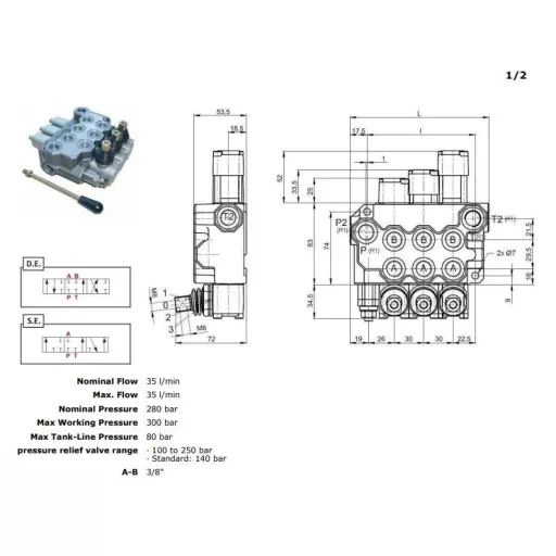 Hydraulický rozvádzač FM35/5 3/8" DDDDD