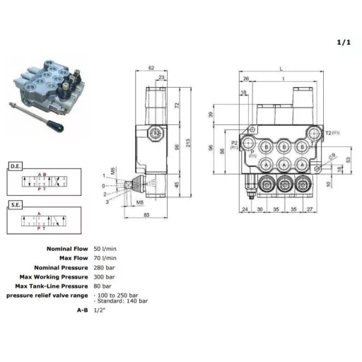 Hydraulický rozvádzač FM55/5 1/2" DDDDD